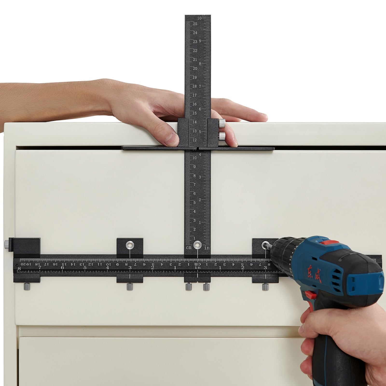 Cabinet Hardware Jig, Aluminum Alloy Cabinet Handle Jig with Center Punch, Adjustable Cabinet Hardware V952-JJWJJJQLHJBCL8F86V0
