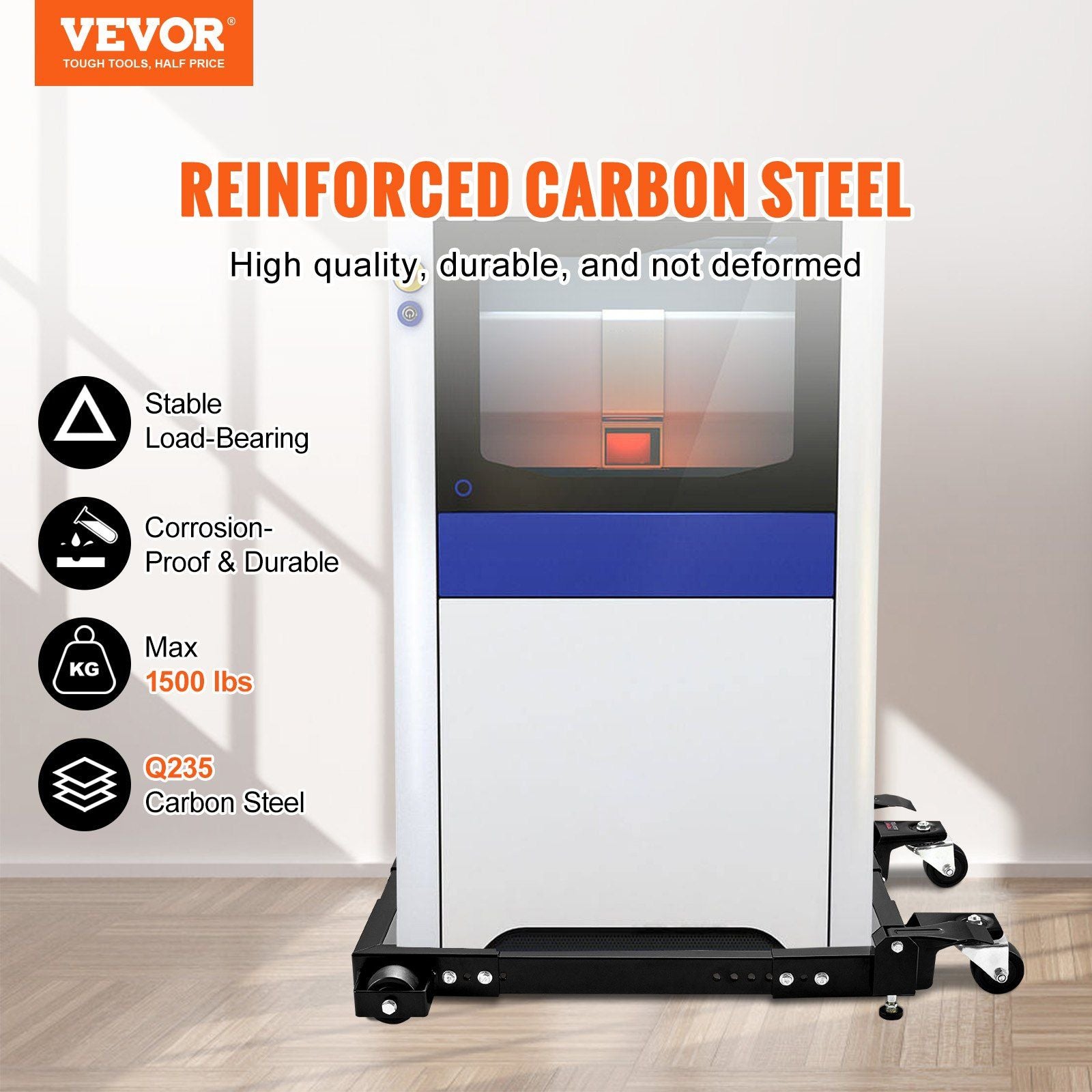 Mobile Base, 680.3 kg Capacity, Adjustable from 457.2 x 609.6 mm to 673.1 x 800.7 mm, Heavy Duty Universal V952-JJYDDZ1500LBNTWJXV0