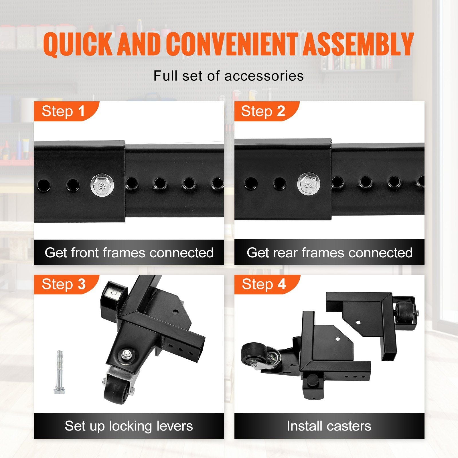 Mobile Base, 680.3 kg Capacity, Adjustable from 457.2 x 609.6 mm to 673.1 x 800.7 mm, Heavy Duty Universal V952-JJYDDZ1500LBNTWJXV0