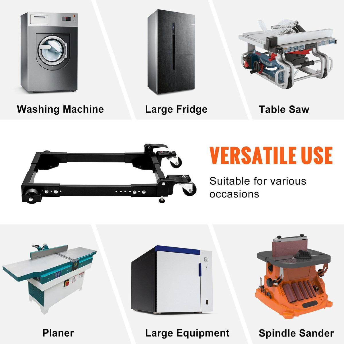 Mobile Base, 680.3 kg Capacity, Adjustable from 457.2 x 609.6 mm to 673.1 x 800.7 mm, Heavy Duty Universal V952-JJYDDZ1500LBNTWJXV0