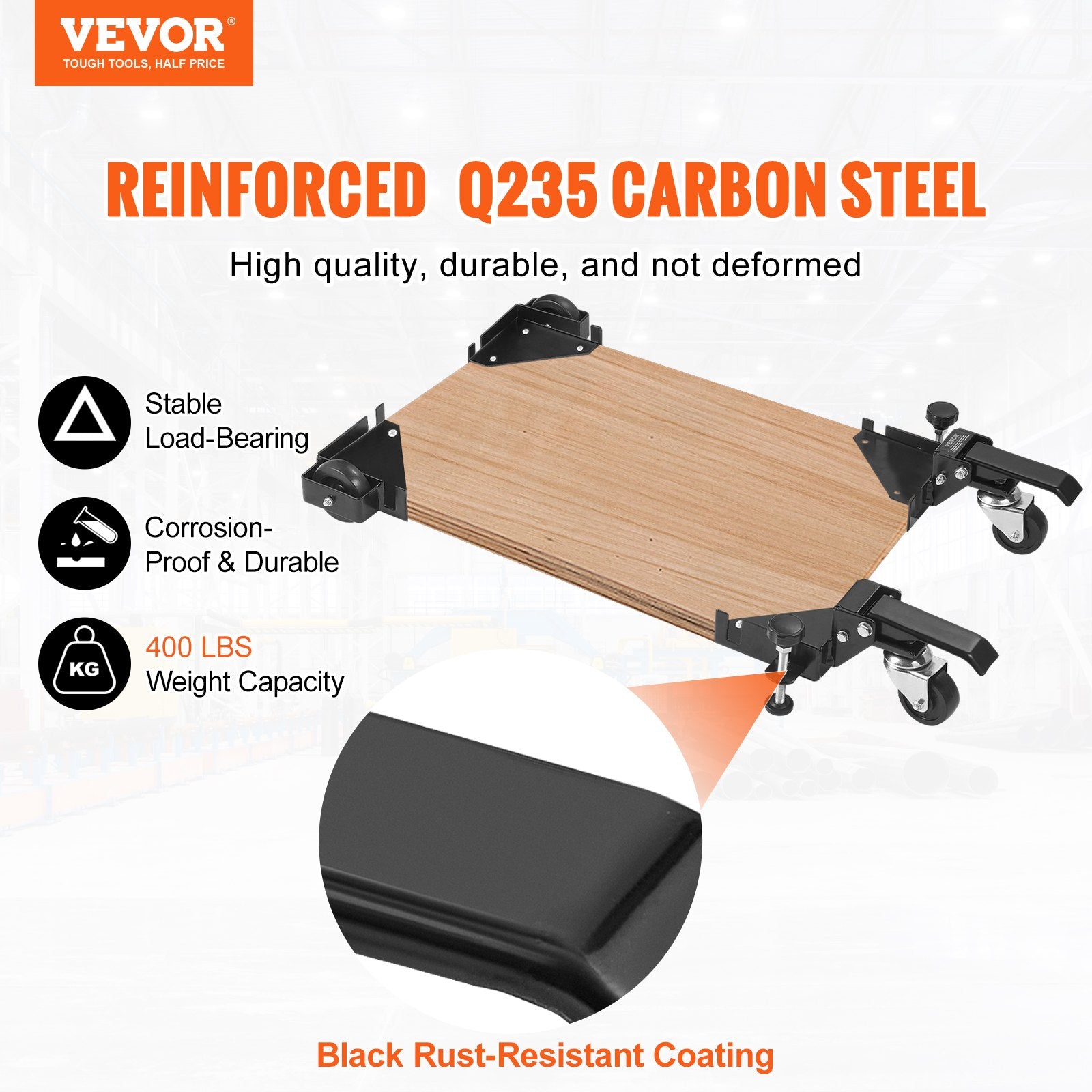 Mobile Base, 181.4 kg Capacity, Adjustable from 241.3 x 241.3 mm to Infinity, Heavy Duty Universal Mobile V952-JJYDDZ400LBSQQG4FV0