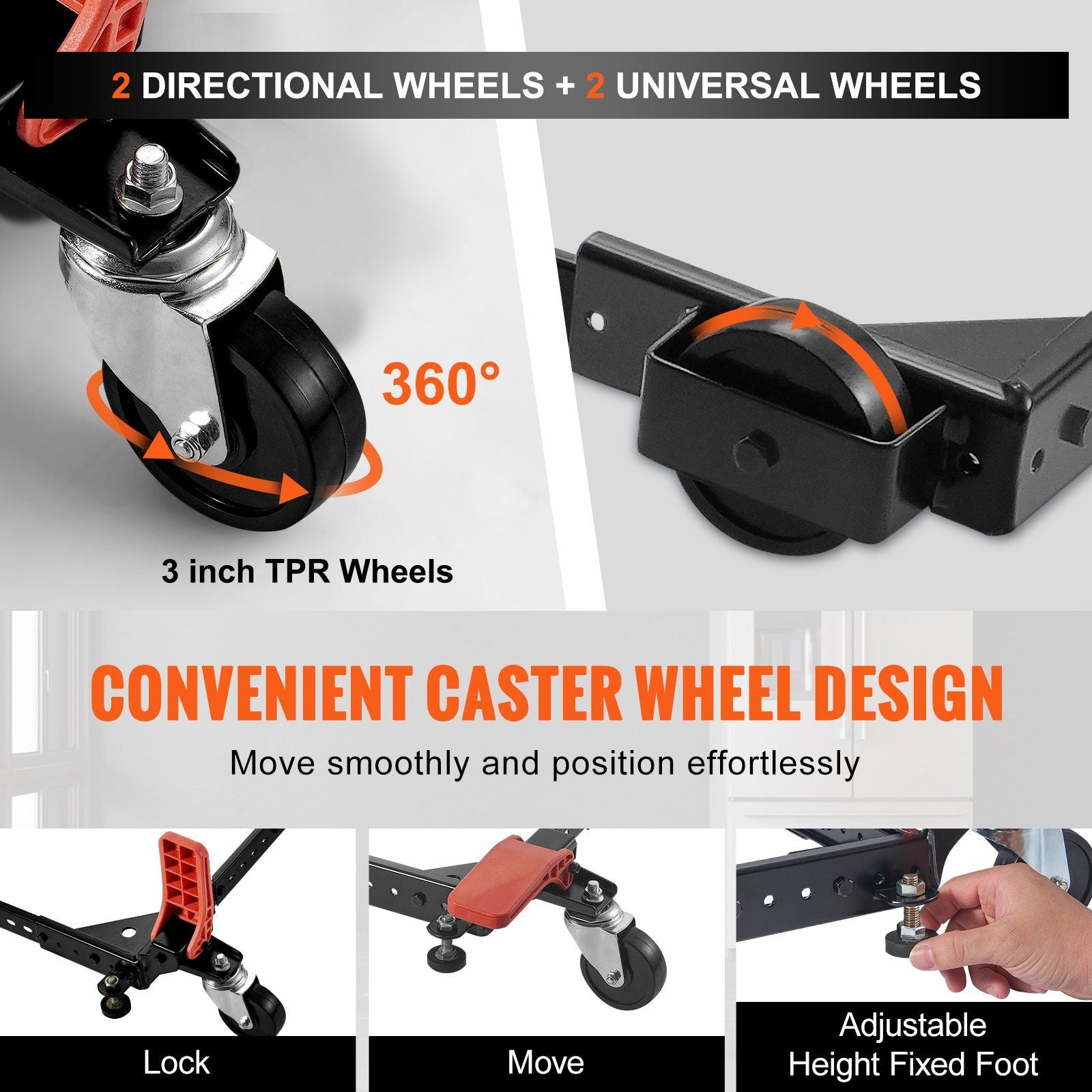 Mobile Base, 226.8 kg Capacity, Adjustable from 304 x 304 mm to 914 x 914 mm, Heavy Duty Universal Mobile V952-JJYDDZ500LBSHIHL0V0