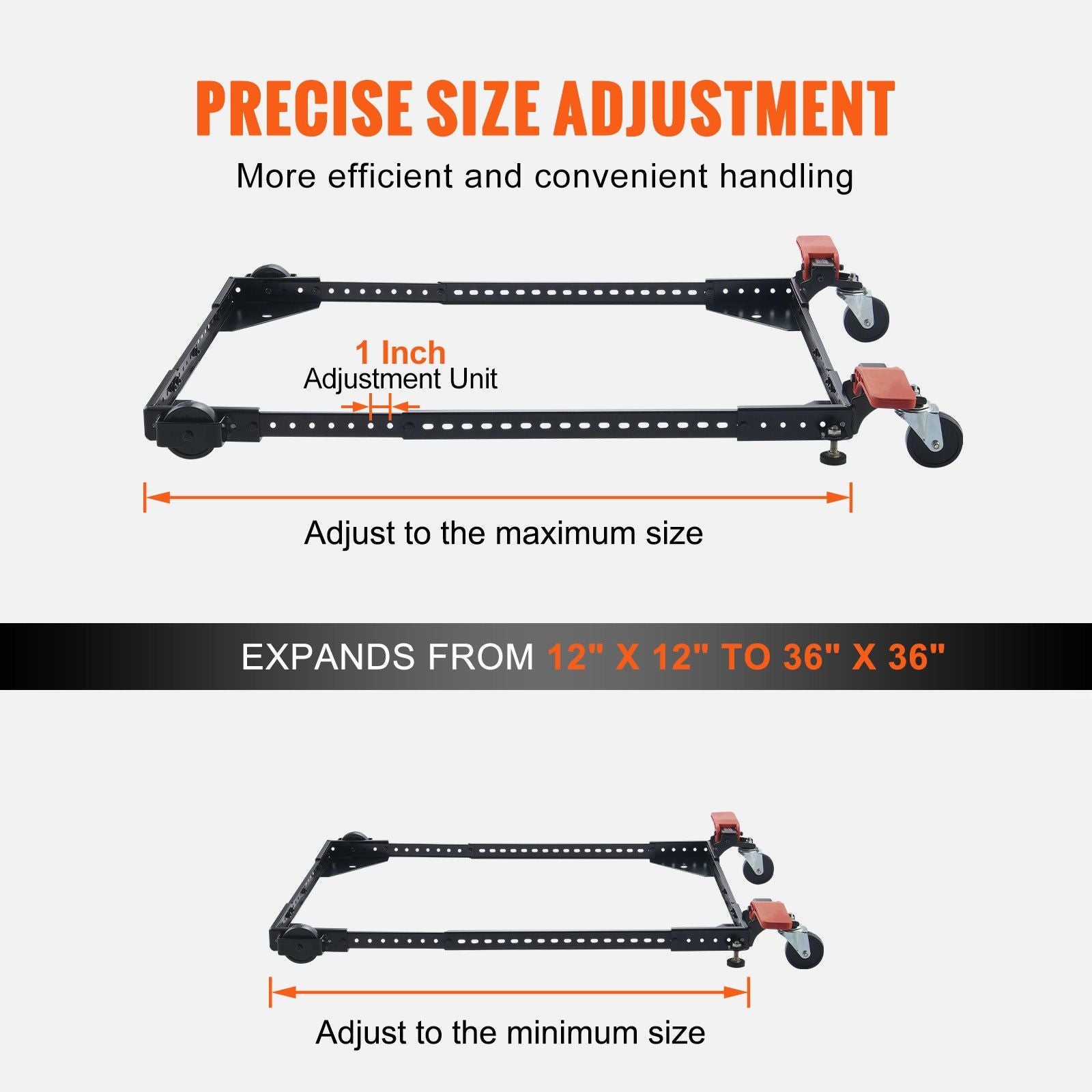 Mobile Base, 226.8 kg Capacity, Adjustable from 304 x 304 mm to 914 x 914 mm, Heavy Duty Universal Mobile V952-JJYDDZ500LBSHIHL0V0