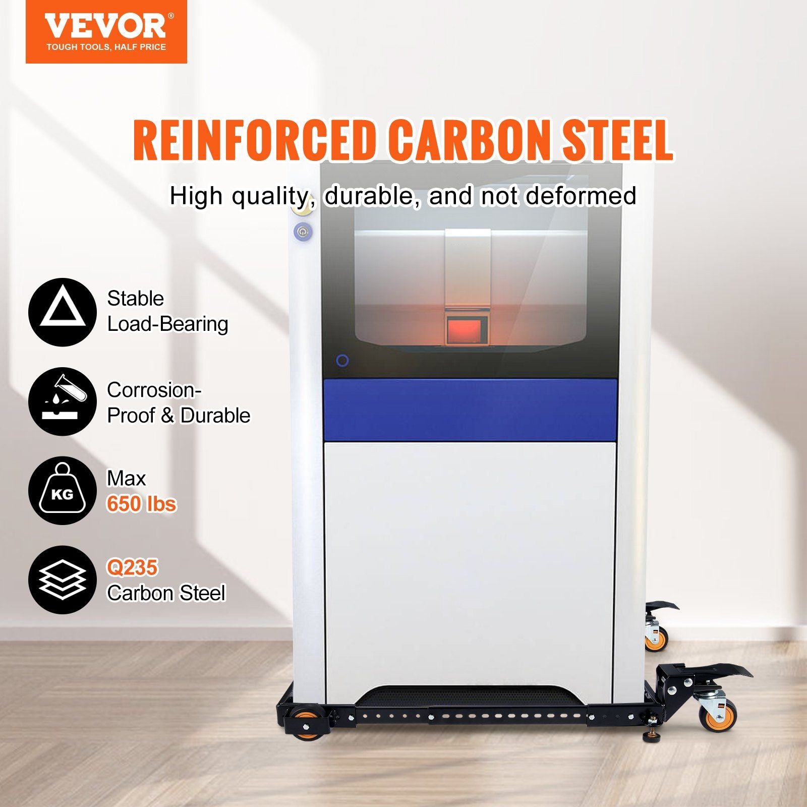 Mobile Base, 295.5 kg Capacity, Adjustable from 304 x 304 mm to 914 x 914 mm, Heavy Duty Universal Mobile V952-JJYDDZ650LBSLTP7RV0