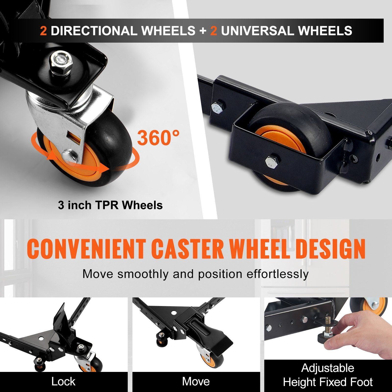 Mobile Base, 295.5 kg Capacity, Adjustable from 304 x 304 mm to 914 x 914 mm, Heavy Duty Universal Mobile V952-JJYDDZ650LBSLTP7RV0