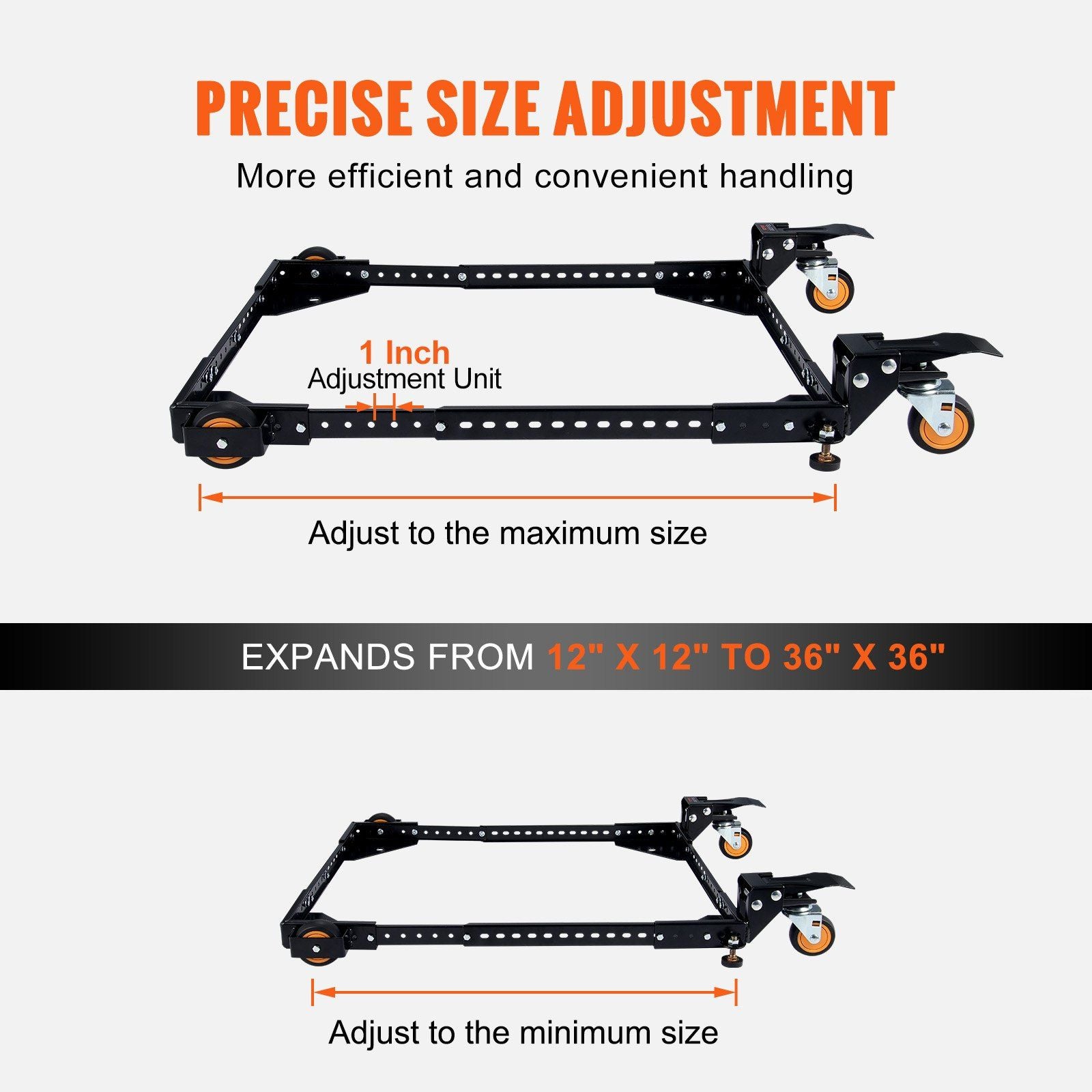 Mobile Base, 295.5 kg Capacity, Adjustable from 304 x 304 mm to 914 x 914 mm, Heavy Duty Universal Mobile V952-JJYDDZ650LBSLTP7RV0