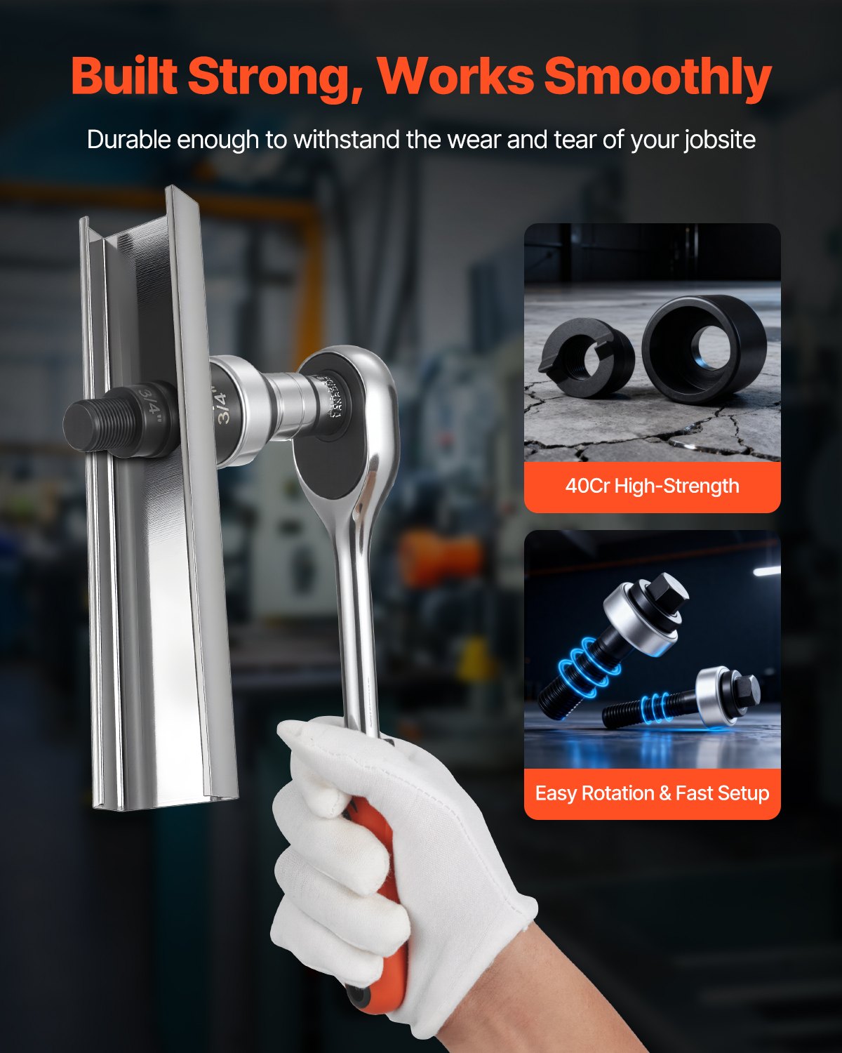 Knockout Punch Set, 12.7 to 50.8mm SLUG-Buster Ratchet Knockout Set, Ratchet Wrench Knockouts Punch Sets for V952-JLBSDKQ245CME5VDO001V0