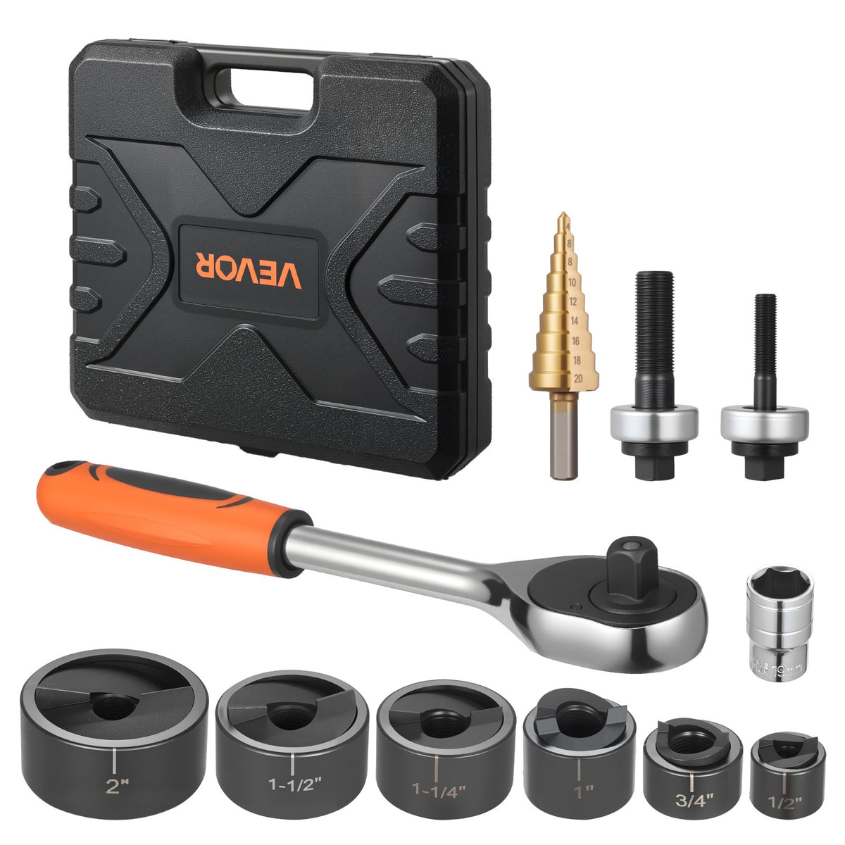 Knockout Punch Set, 12.7 to 50.8mm SLUG-Buster Ratchet Knockout Set, Ratchet Wrench Knockouts Punch Sets for V952-JLBSDKQ245CME5VDO001V0
