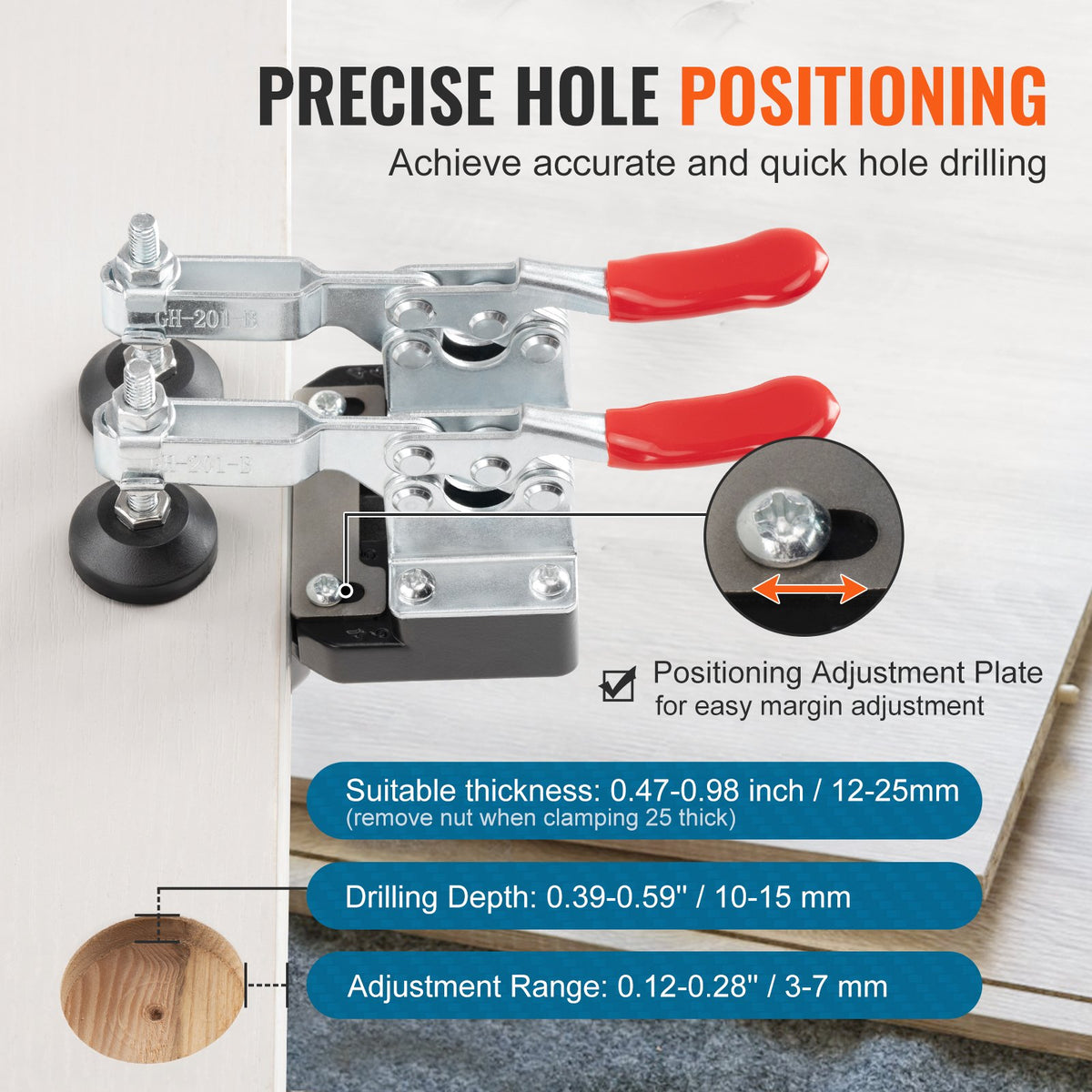 35 mm Concealed Door Hinge Jig, Aluminum Alloy Cabinet Hinge Jig, Accurate Locking Dual Clamp Fixation Hinge V952-JLDWKKQTS35MMM9D7V0