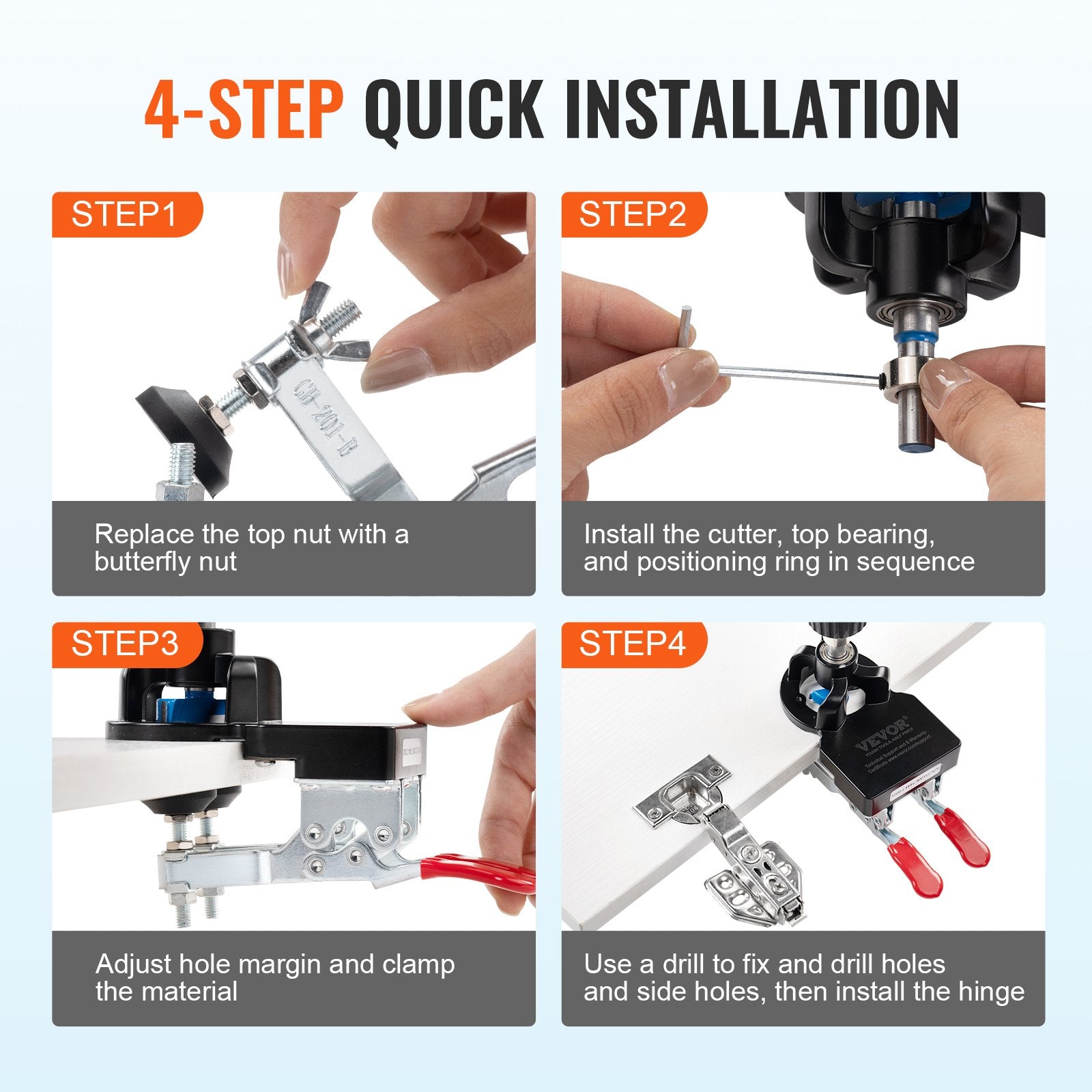 35 mm Concealed Door Hinge Jig, Aluminum Alloy Cabinet Hinge Jig, Accurate Locking Dual Clamp Fixation Hinge V952-JLDWKKQTS35MMM9D7V0