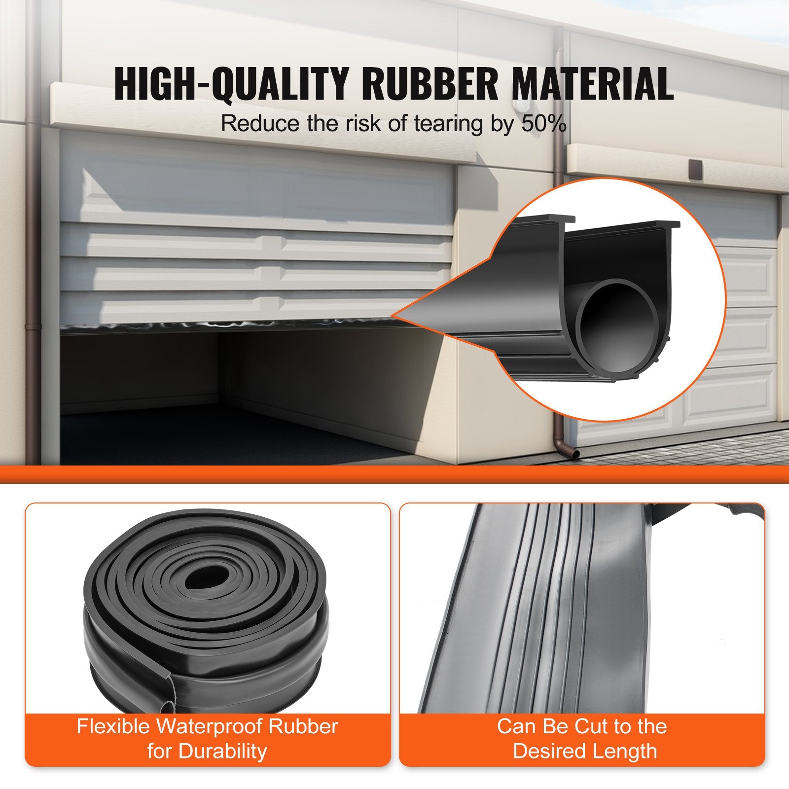 Garage Door Seals Bottom Rubber, U Shape +O Ring Combination Garage Door Bottom Weather Seal, 10ft V952-JLMMMFT10FTWCHZ9AV0