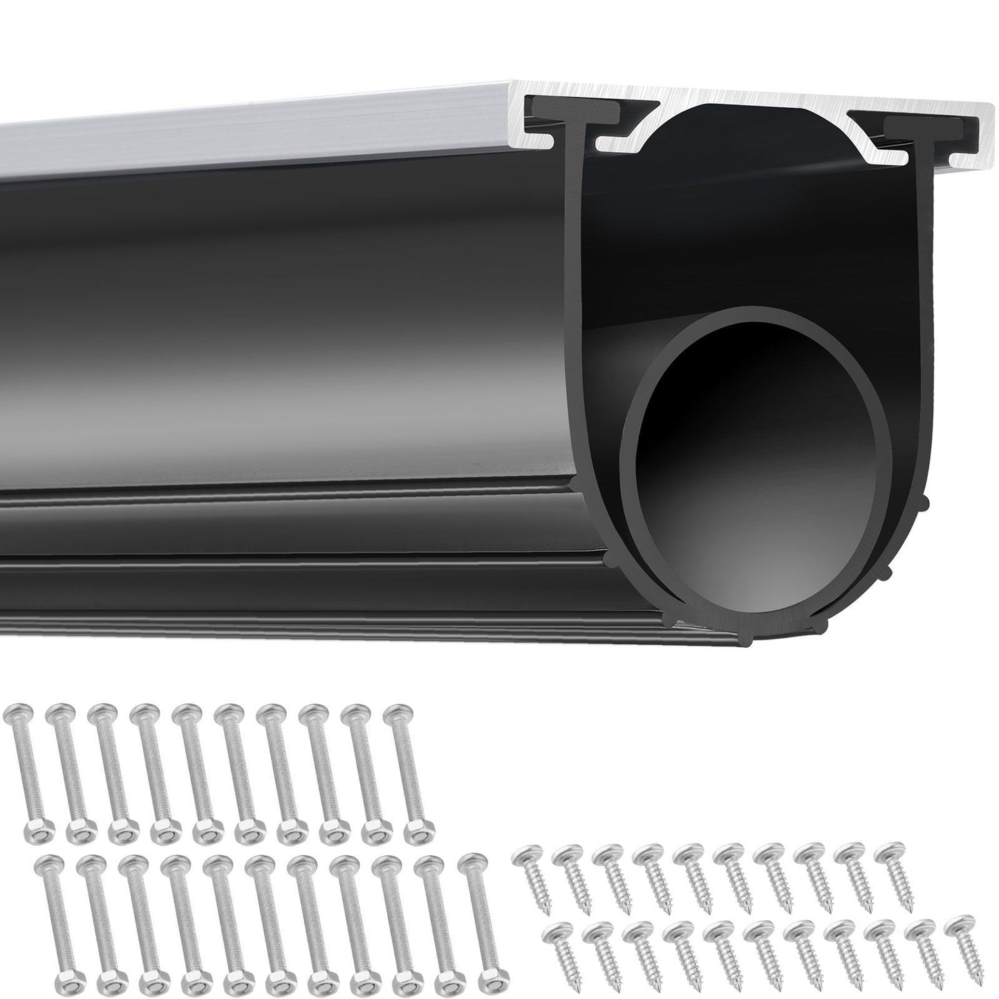 Garage Door Seals Bottom Rubber, U Shape +O Ring Garage Door Bottom Weather Seal with Pre-drilled Aluminum V952-JLMMMFT16FTD1ZPR8V0
