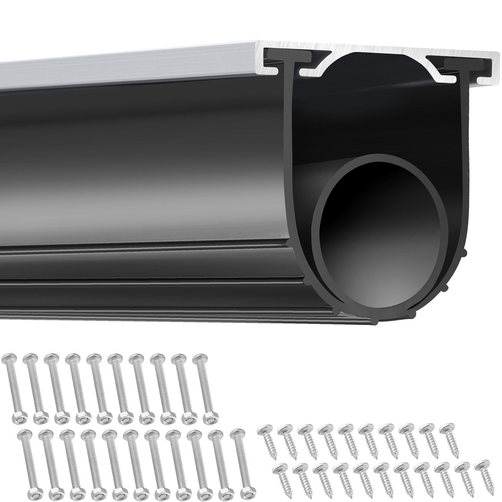 Garage Door Seals Bottom Rubber, U Shape +O Ring Garage Door Bottom Weather Seal with Pre-drilled Aluminum V952-JLMMMFT16FTD1ZPR8V0