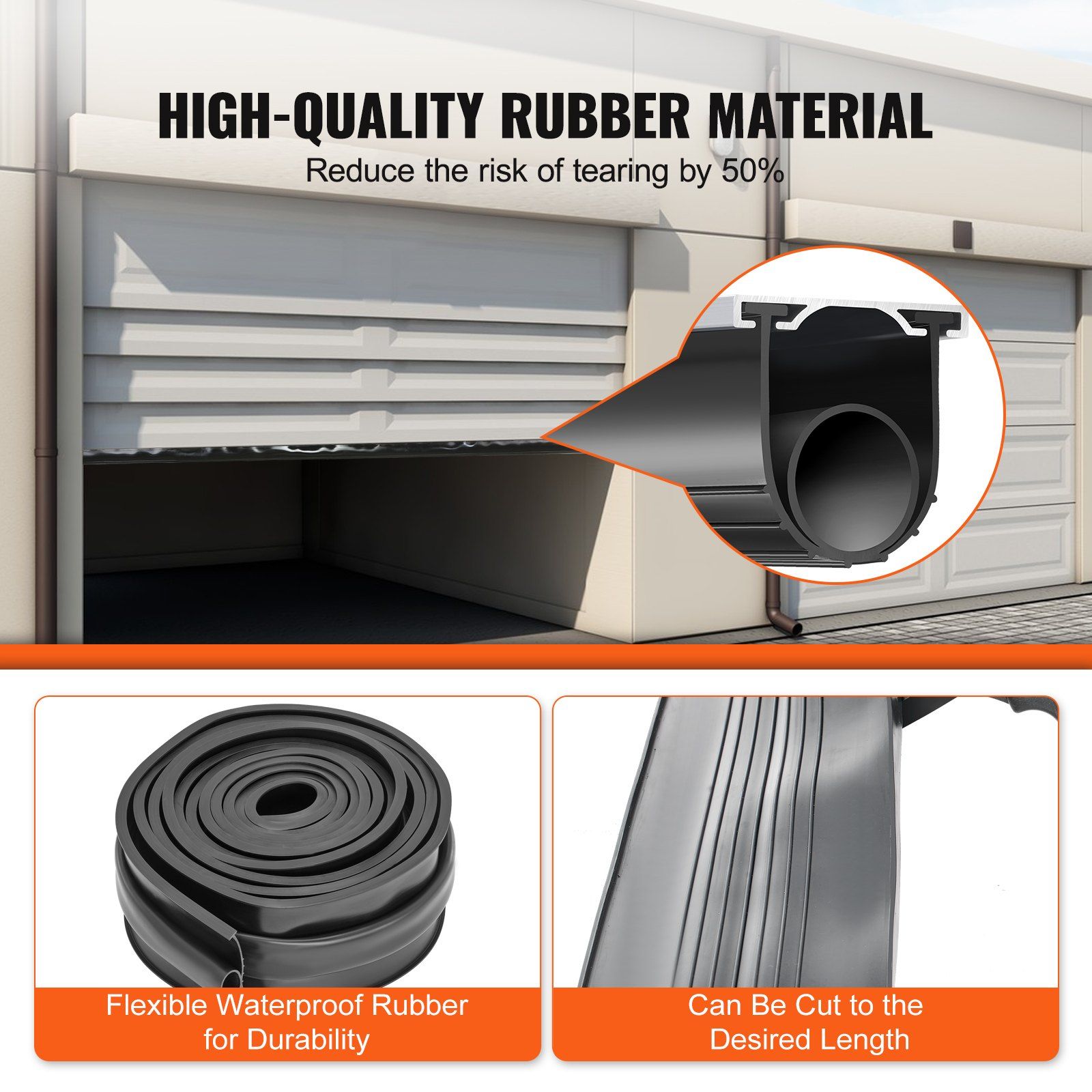 Garage Door Seals Bottom Rubber, U Shape +O Ring Garage Door Bottom Weather Seal with Pre-drilled Aluminum V952-JLMMMFT16FTD1ZPR8V0