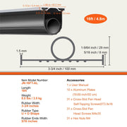 Garage Door Seals Bottom Rubber, U Shape +O Ring Garage Door Bottom Weather Seal with Pre-drilled Aluminum V952-JLMMMFT16FTD1ZPR8V0