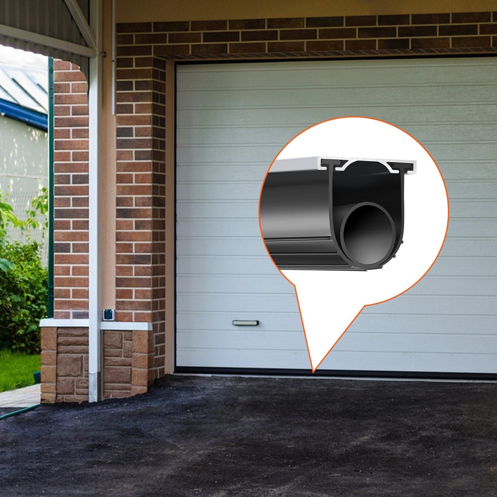 Garage Door Seals Bottom Rubber, U Shape +O Ring Garage Door Bottom Weather Seal with Pre-drilled Aluminum V952-JLMMMFT16FTD1ZPR8V0
