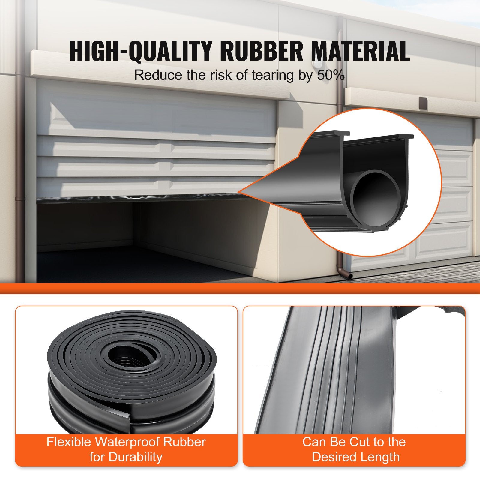 Garage Door Seals Bottom Rubber, U Shape +O Ring Combination Garage Door Bottom Weather Seal, 20ft V952-JLMMMFT20FTW014VWV0