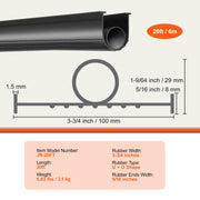 Garage Door Seals Bottom Rubber, U Shape +O Ring Combination Garage Door Bottom Weather Seal, 20ft V952-JLMMMFT20FTW014VWV0