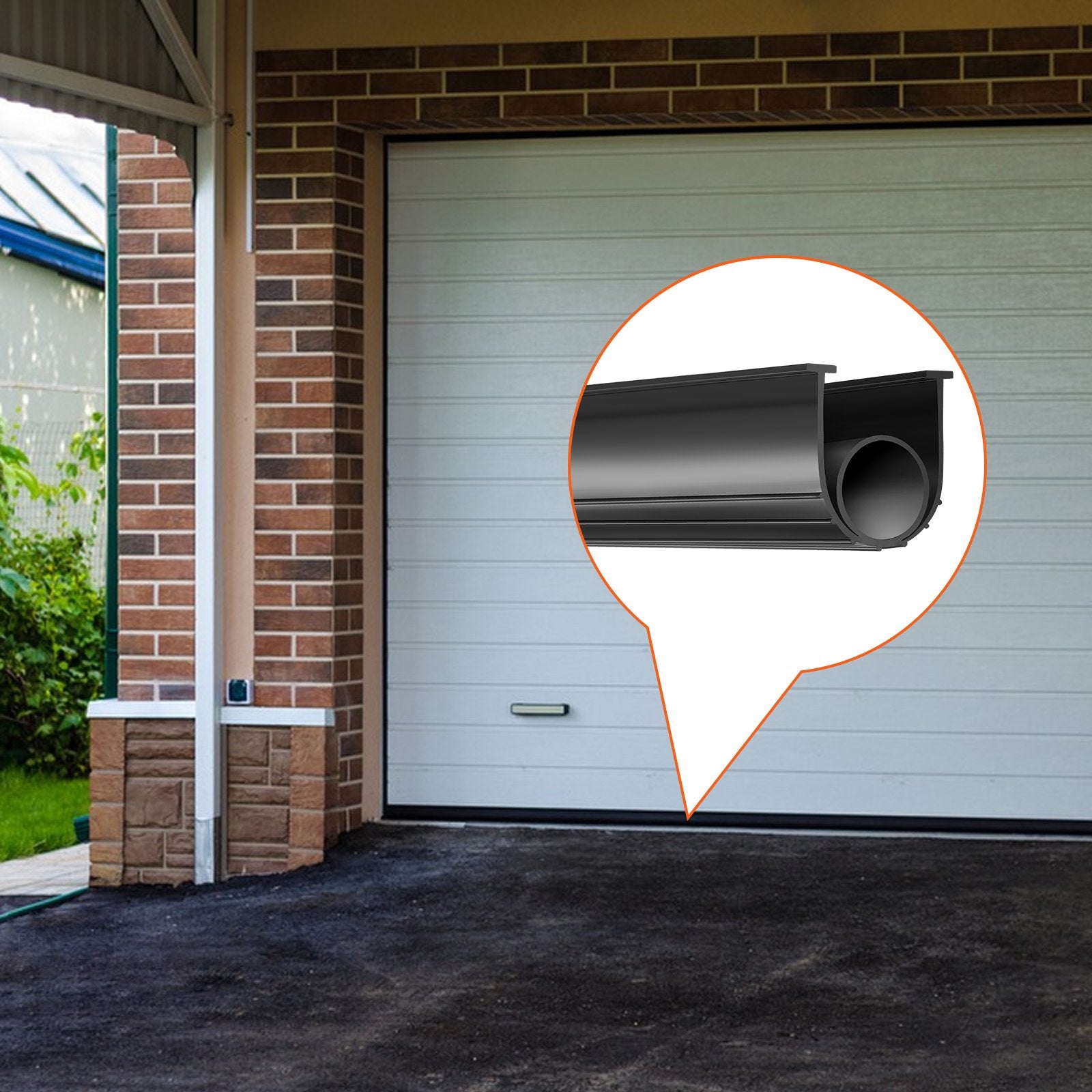 Garage Door Seals Bottom Rubber, U Shape +O Ring Combination Garage Door Bottom Weather Seal, 20ft V952-JLMMMFT20FTW014VWV0