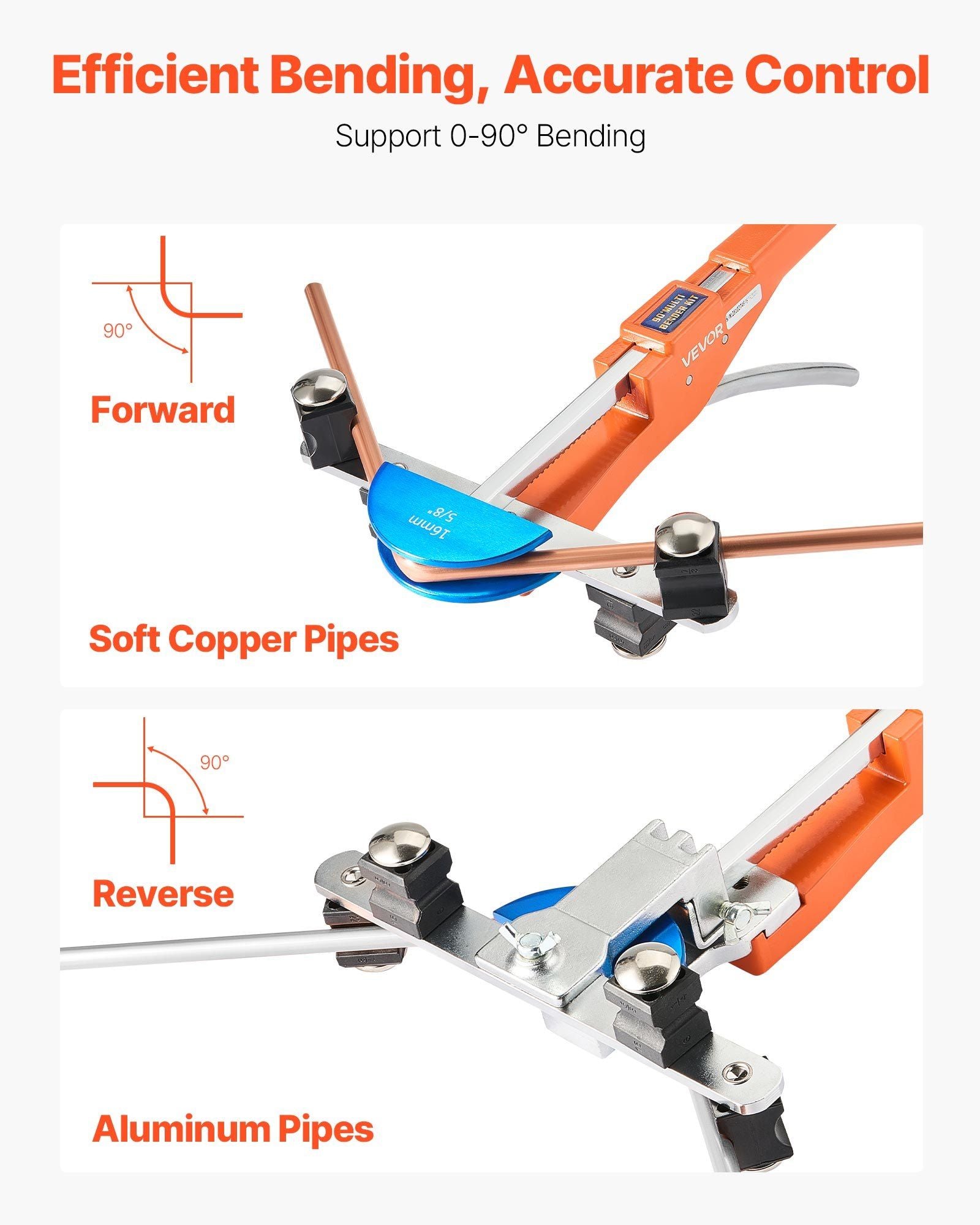 Tubing Bender Kit, 6 mm to 22 mm, Compact Ratcheting Tube Pipe Bender, Forward/Reverse Hand Bending Tool, V952-JLSDWGJJXKZFN75AS001V0