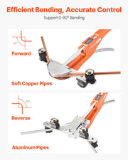 Tubing Bender Kit, 6 mm to 22 mm, Compact Ratcheting Tube Pipe Bender, Forward/Reverse Hand Bending Tool, V952-JLSDWGJJXKZFS7BA2001V0