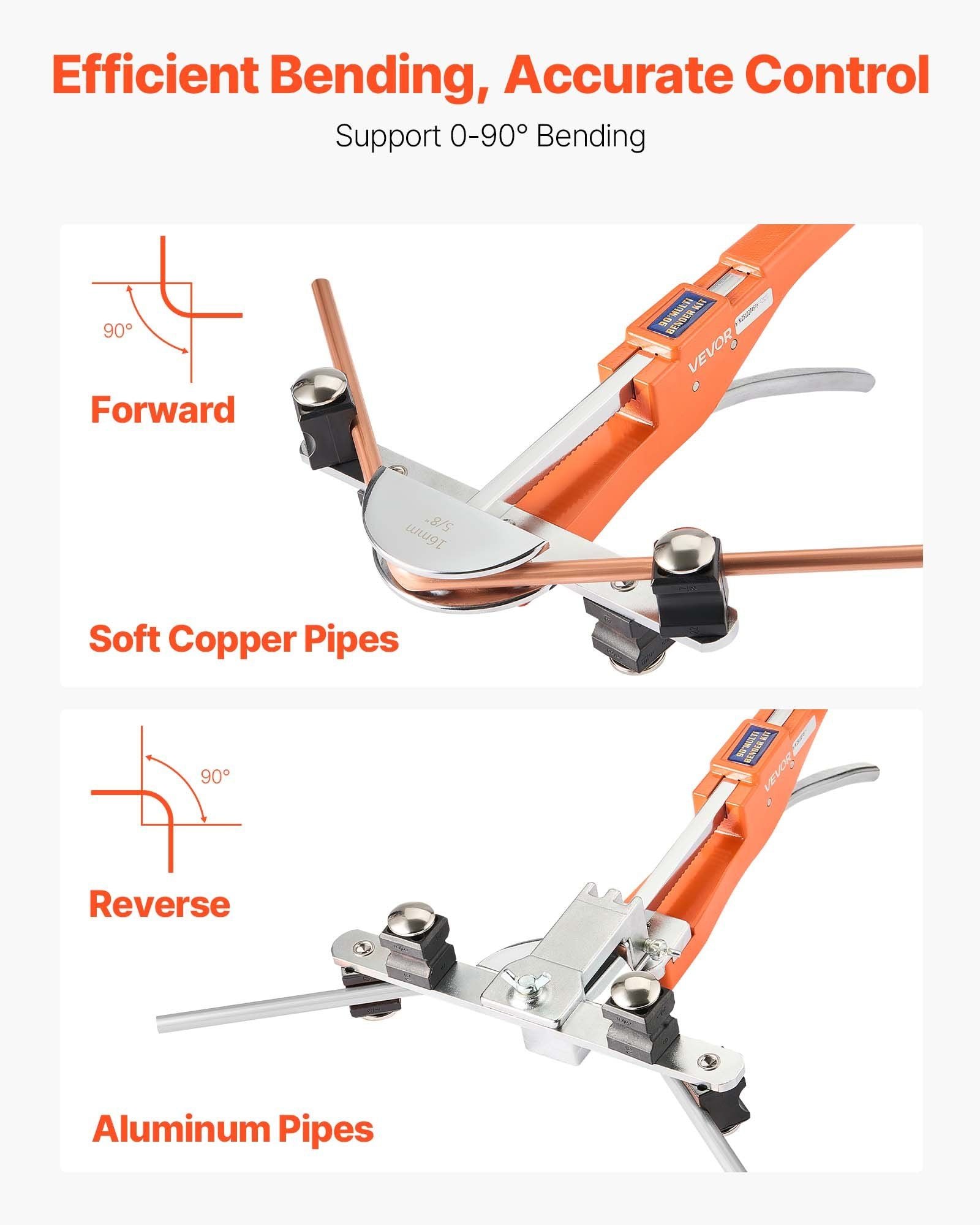 Tubing Bender Kit, 6 mm to 22 mm, Compact Ratcheting Tube Pipe Bender, Forward/Reverse Hand Bending Tool, V952-JLSDWGJJXKZFS7BA2001V0