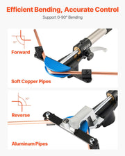 Hydraulic Tubing Bender Kit, 6 mm to 22 mm, Copper Tube Pipe Bender, Forward/Reverse HVAC Bending Tool, with V952-JLSDWGJYYKZFAHXDS001V0