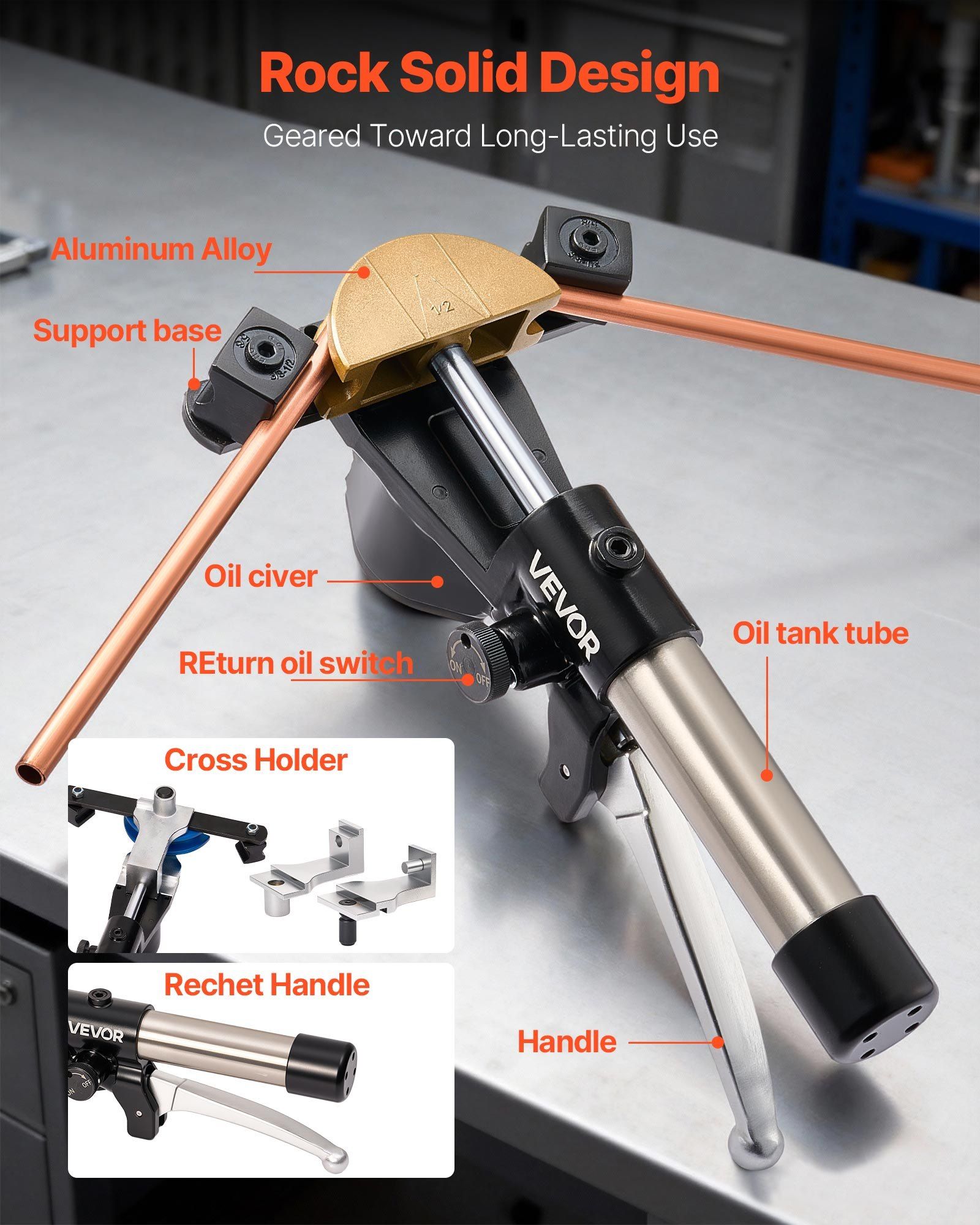 Hydraulic Tubing Bender Kit, 6 mm to 22 mm, Copper Tube Pipe Bender, Forward/Reverse HVAC Bending Tool, with V952-JLSDWGJYYKZFAHXDS001V0