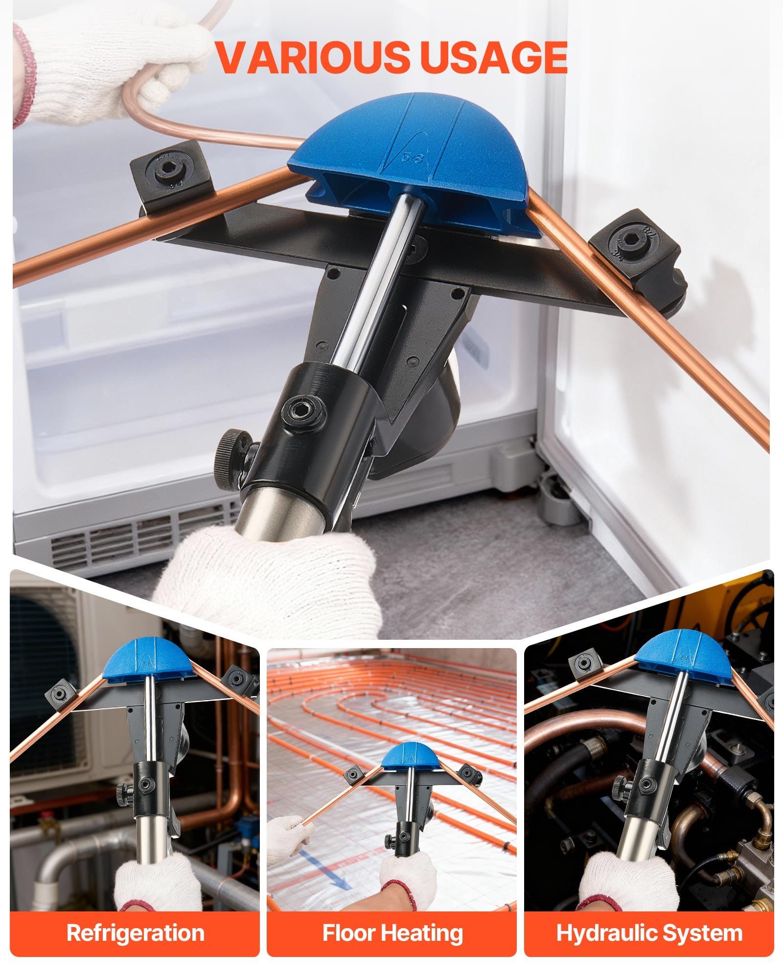 Hydraulic Tubing Bender Kit, 6 mm to 22 mm, Copper Tube Pipe Bender, Forward/Reverse HVAC Bending Tool, with V952-JLSDWGJYYKZFAHXDS001V0