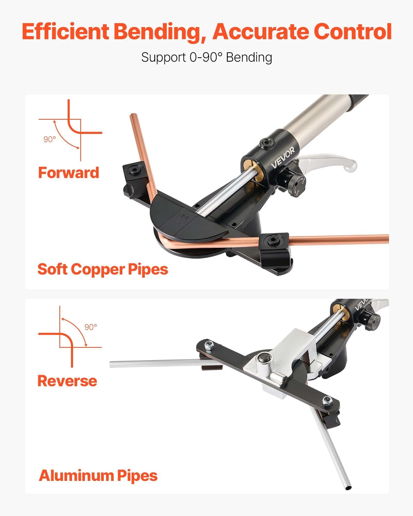 Hydraulic Tubing Bender Kit, 6 mm to 22 mm, Copper Tube Pipe Bender, Forward/Reverse HVAC Bending Tool Set, V952-JLSDWGJYYKZFV5GBE001V0