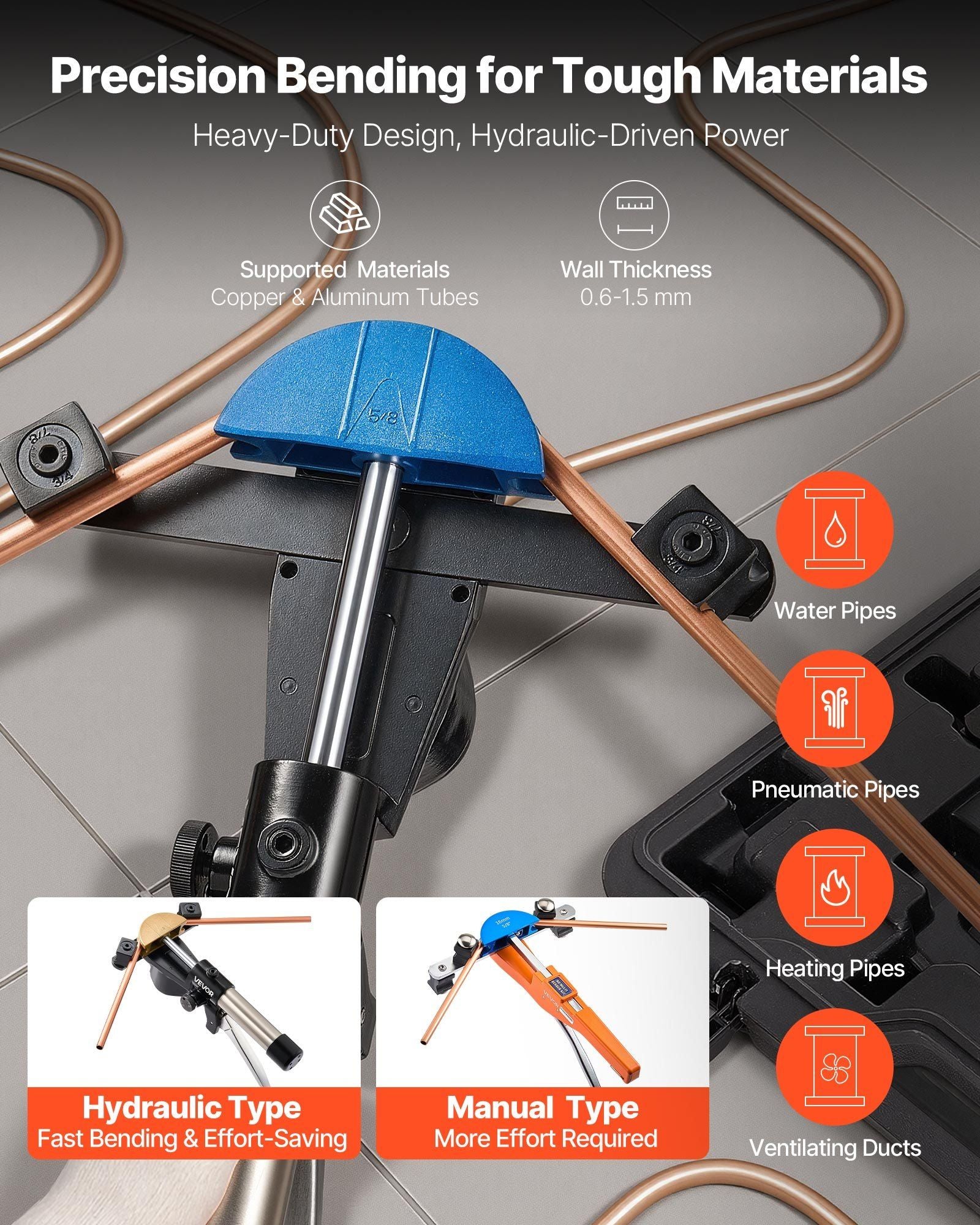 Hydraulic Tubing Bender Kit, 6 mm to 22 mm, Copper Tube Pipe Bender, HVAC Bending Tool Set, 90 degrees Bend, V952-JLSDWGJYYKZXHL1PQ001V0