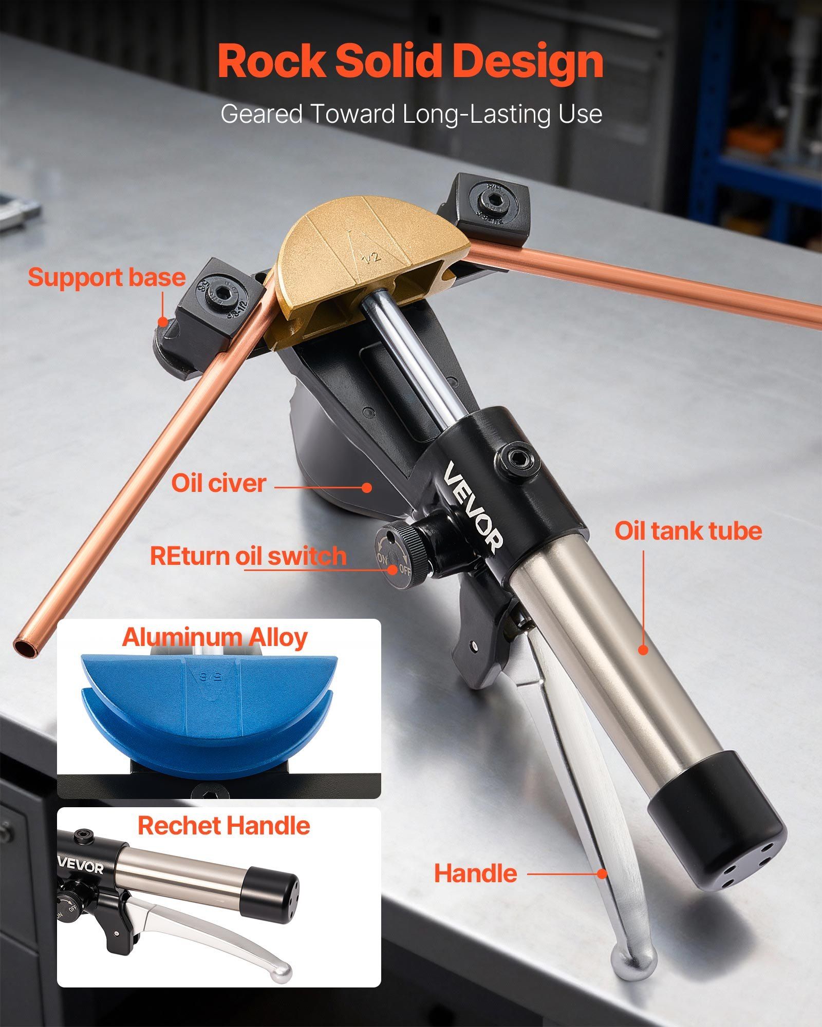 Hydraulic Tubing Bender Kit, 6 mm to 22 mm, Copper Tube Pipe Bender, HVAC Bending Tool Set, 90 degrees Bend, V952-JLSDWGJYYKZXHL1PQ001V0