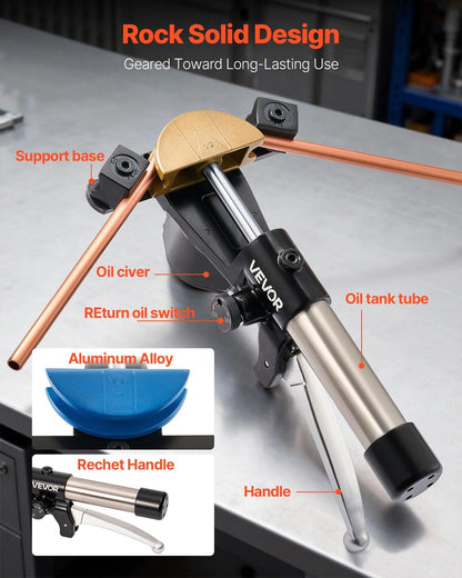Hydraulic Tubing Bender Kit, 6 mm to 22 mm, Copper Tube Pipe Bender, HVAC Bending Tool Set, 90 degrees Bend, V952-JLSDWGJYYKZXHL1PQ001V0
