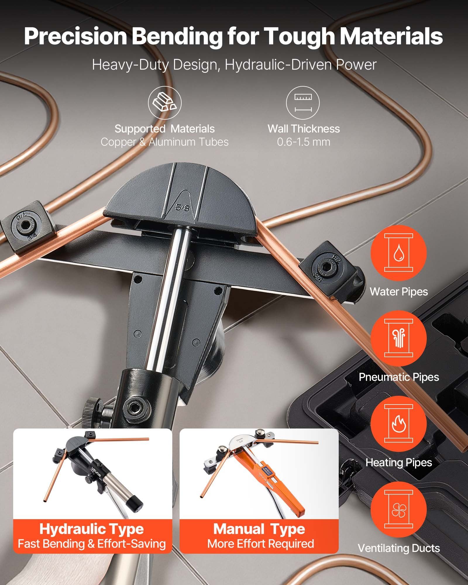 Hydraulic Tubing Bender Kit, 6 mm to 22 mm, Copper Tube Pipe Bender, HVAC Bending Tool Set, 90 degrees Bend, V952-JLSDWGJYYKZXRKMPF001V0