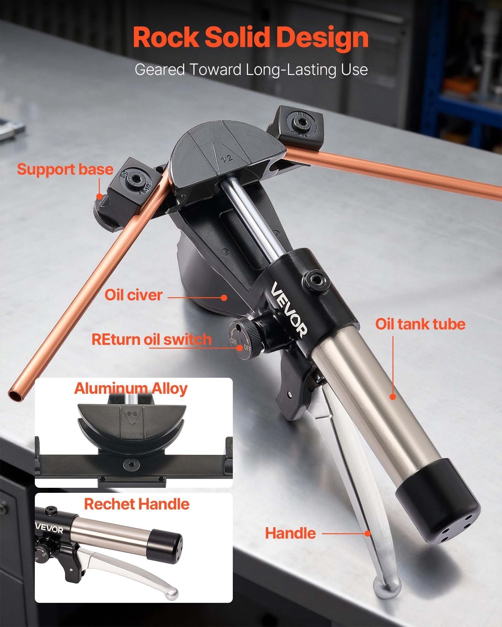 Hydraulic Tubing Bender Kit, 6 mm to 22 mm, Copper Tube Pipe Bender, HVAC Bending Tool Set, 90 degrees Bend, V952-JLSDWGJYYKZXRKMPF001V0