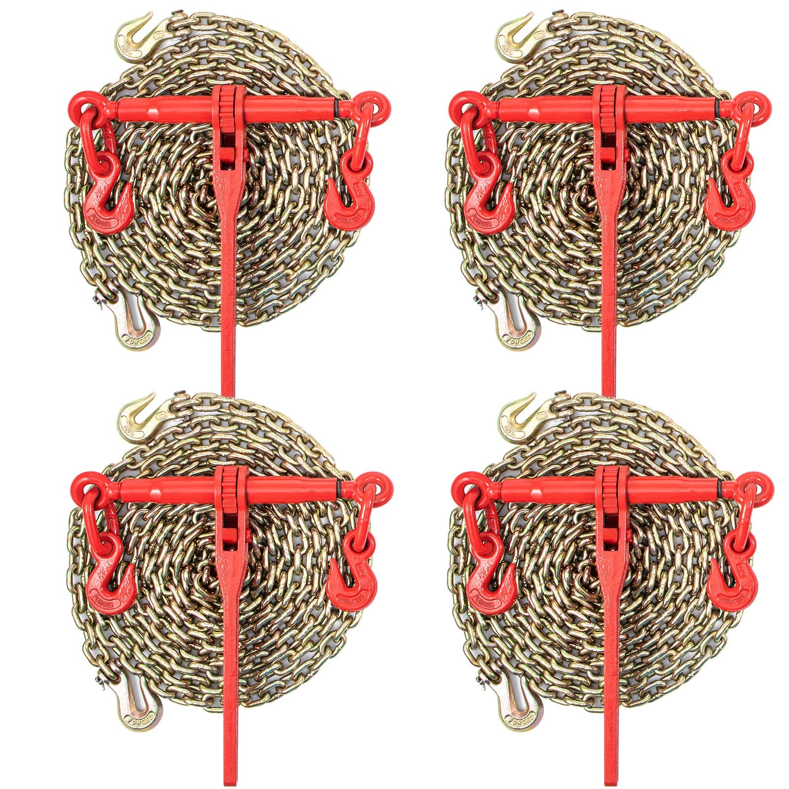 Chain Load Binder, 8 mm Tie Down Kit with 3 Ton Working Load Capacity and Two Grab Hooks, Includes (4) V952-JLSJSJYCLTJTBZX6EV0