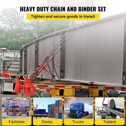 Chain Load Binder, 8 mm Tie Down Kit with 3 Ton Working Load Capacity and Two Grab Hooks, Includes (4) V952-JLSJSJYCLTJTBZX6EV0