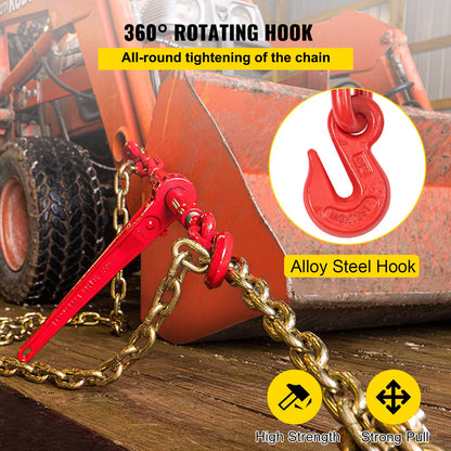 Chain Load Binder, 8 mm Tie Down Kit with 3 Ton Working Load Capacity and Two Grab Hooks, Includes (4) V952-JLSJSJYCLTJTBZX6EV0