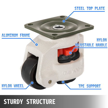 4 Pack Leveling Casters GD-60F Plate Mounted Footmaster Leveling Caster 551kg per Leveling Caster Wheels V952-JLSPTJFML4PCS60F1V0