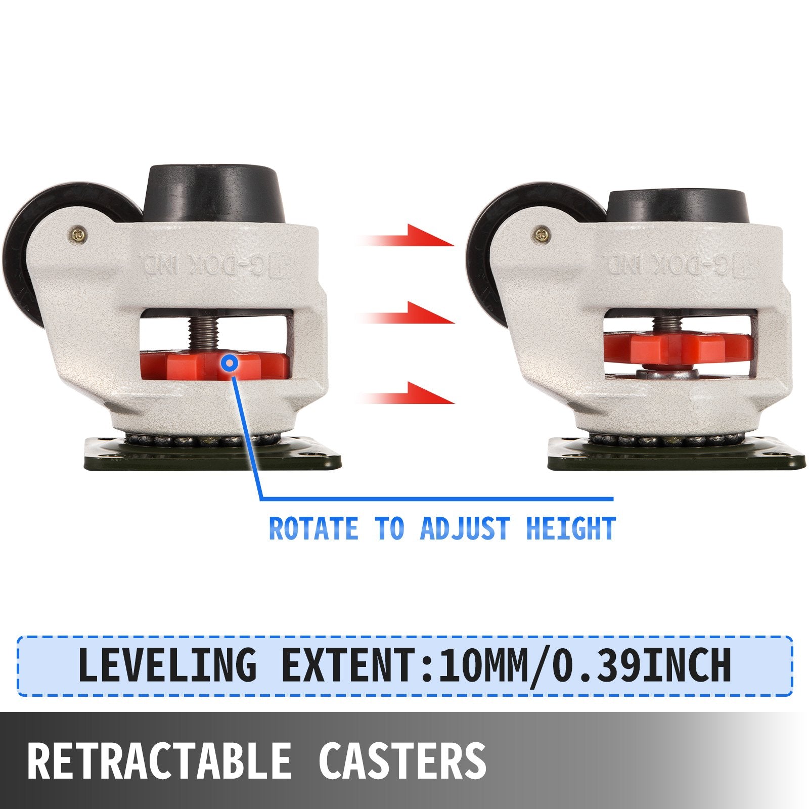 4 Pack Leveling Casters GD-60F Plate Mounted Footmaster Leveling Caster 551kg per Leveling Caster Wheels V952-JLSPTJFML4PCS60F1V0