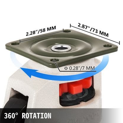 4 Pack Leveling Casters GD-60F Plate Mounted Footmaster Leveling Caster 551kg per Leveling Caster Wheels V952-JLSPTJFML4PCS60F1V0