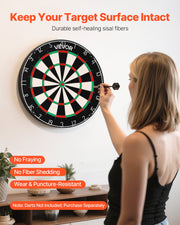 Dart Board, High-Grade Self-Healing Sisal Fiber Dartboard with Staple-Free Bullseye, Blade Wire & Rotating V952-JMFBPFZJM1357B09N001V0