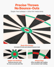 Dart Board, High-Grade Self-Healing Sisal Fiber Dartboard with Staple-Free Bullseye, Blade Wire & Rotating V952-JMFBPFZJM1357B09N001V0