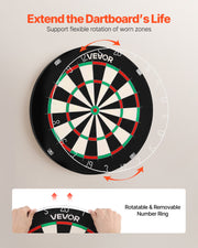 Dart Board, High-Grade Self-Healing Sisal Fiber Dartboard with Staple-Free Bullseye, Blade Wire & Rotating V952-JMFBPFZJM1357B09N001V0