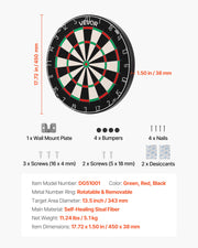 Dart Board, High-Grade Self-Healing Sisal Fiber Dartboard with Staple-Free Bullseye, Blade Wire & Rotating V952-JMFBPFZJM1357B09N001V0