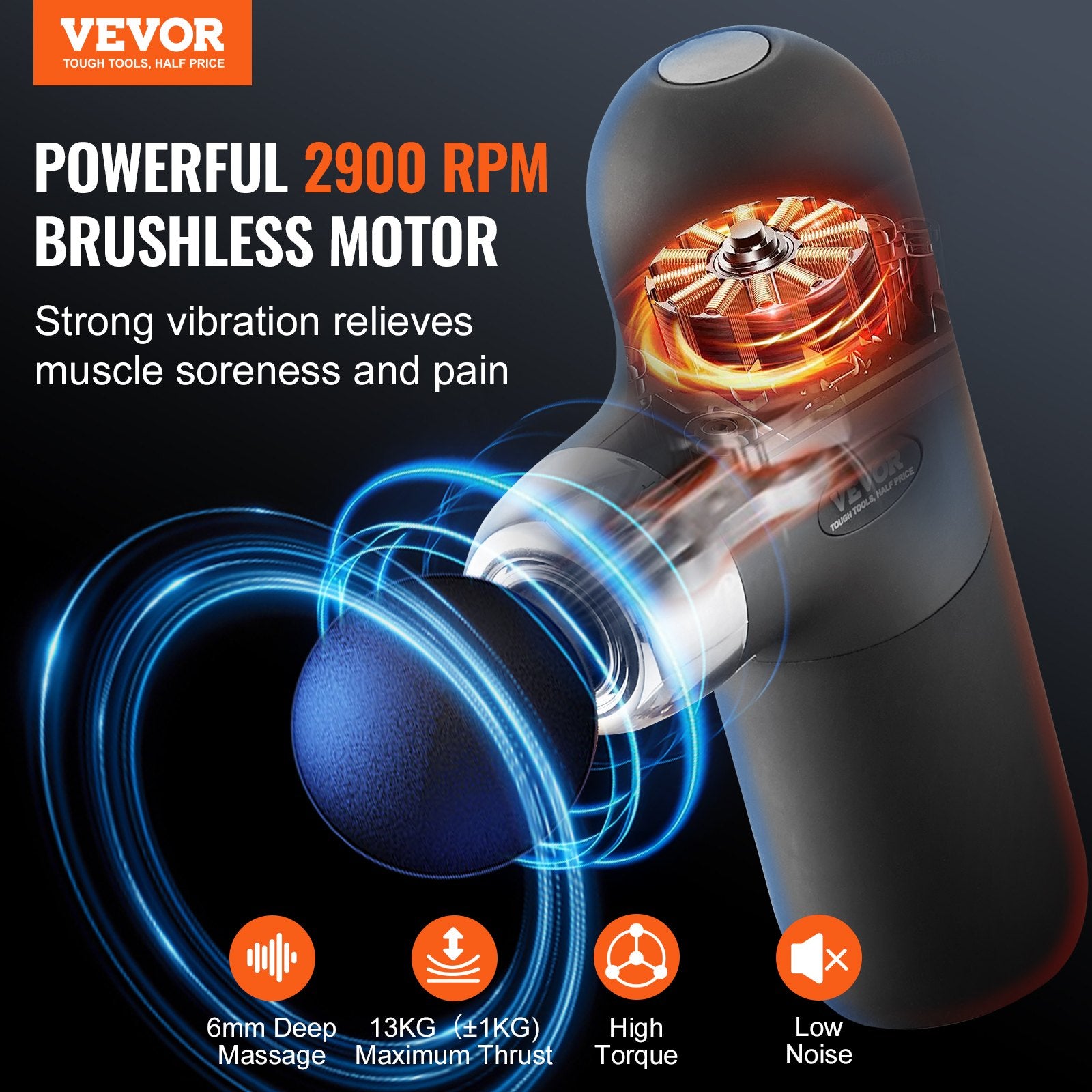 Massage Gun Deep Tissue, Percussion Muscle Massager for Athletes - with 4 Speed Levels & 4 Massage Heads, V952-JMQ3000RPMMN4DPXMV9