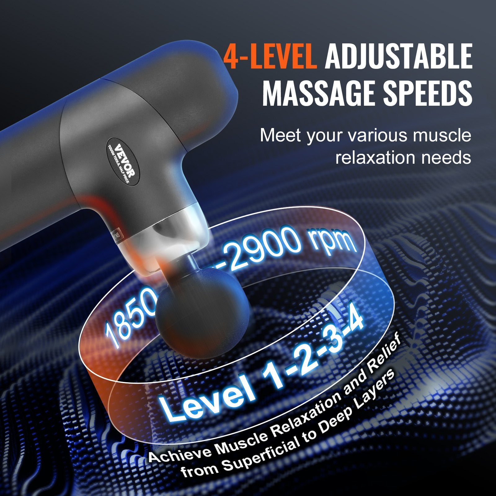 Massage Gun Deep Tissue, Percussion Muscle Massager for Athletes - with 4 Speed Levels & 4 Massage Heads, V952-JMQ3000RPMMN4DPXMV9