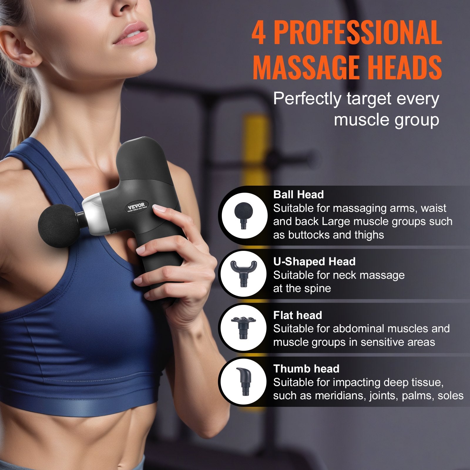 Massage Gun Deep Tissue, Percussion Muscle Massager for Athletes - with 4 Speed Levels & 4 Massage Heads, V952-JMQ3000RPMMN4DPXMV9