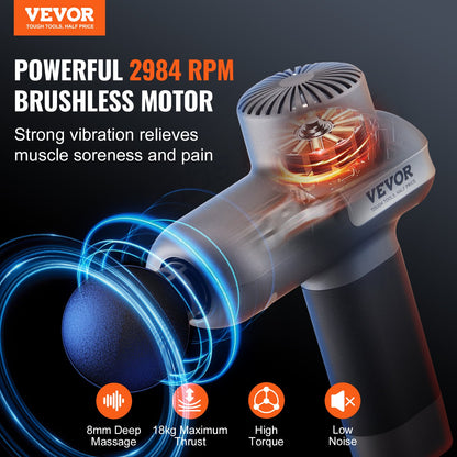 Massage Gun Deep Tissue, Percussion Muscle Massager for Athletes - with 5 Speed Levels & 6 Massage Heads, V952-JMQ3000RPMXXD1XC3V9