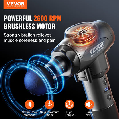 Massage Gun Deep Tissue, Percussion Muscle Massager for Athletes - with 9 Speed Levels & 6 Massage Heads, 24V V952-JMQ3200RPMTXMLCT3V3